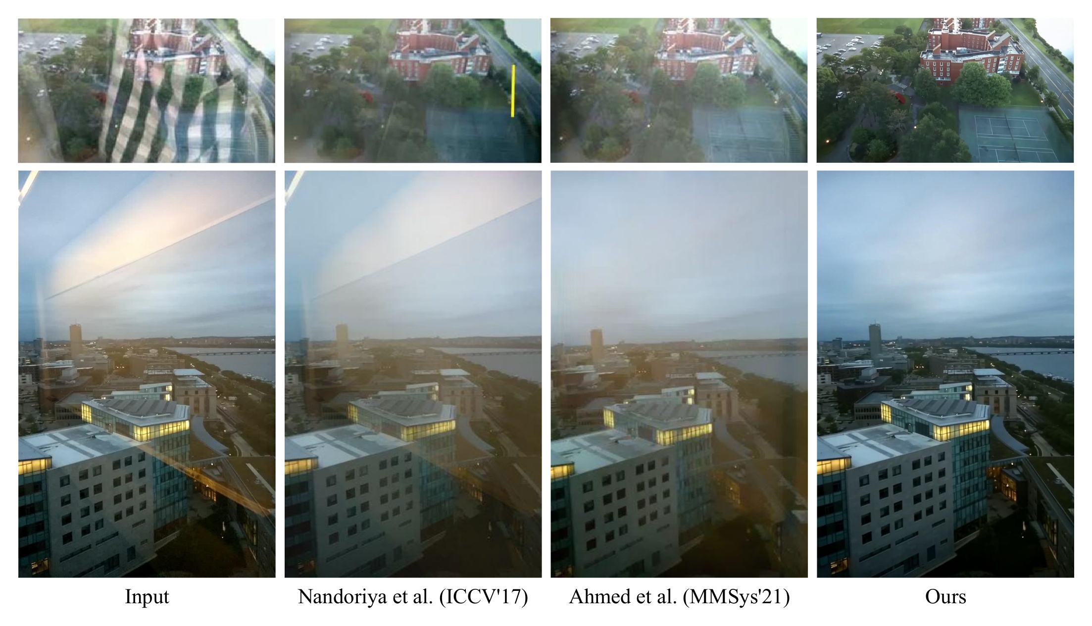 Comparison with prior video reflection removal methods